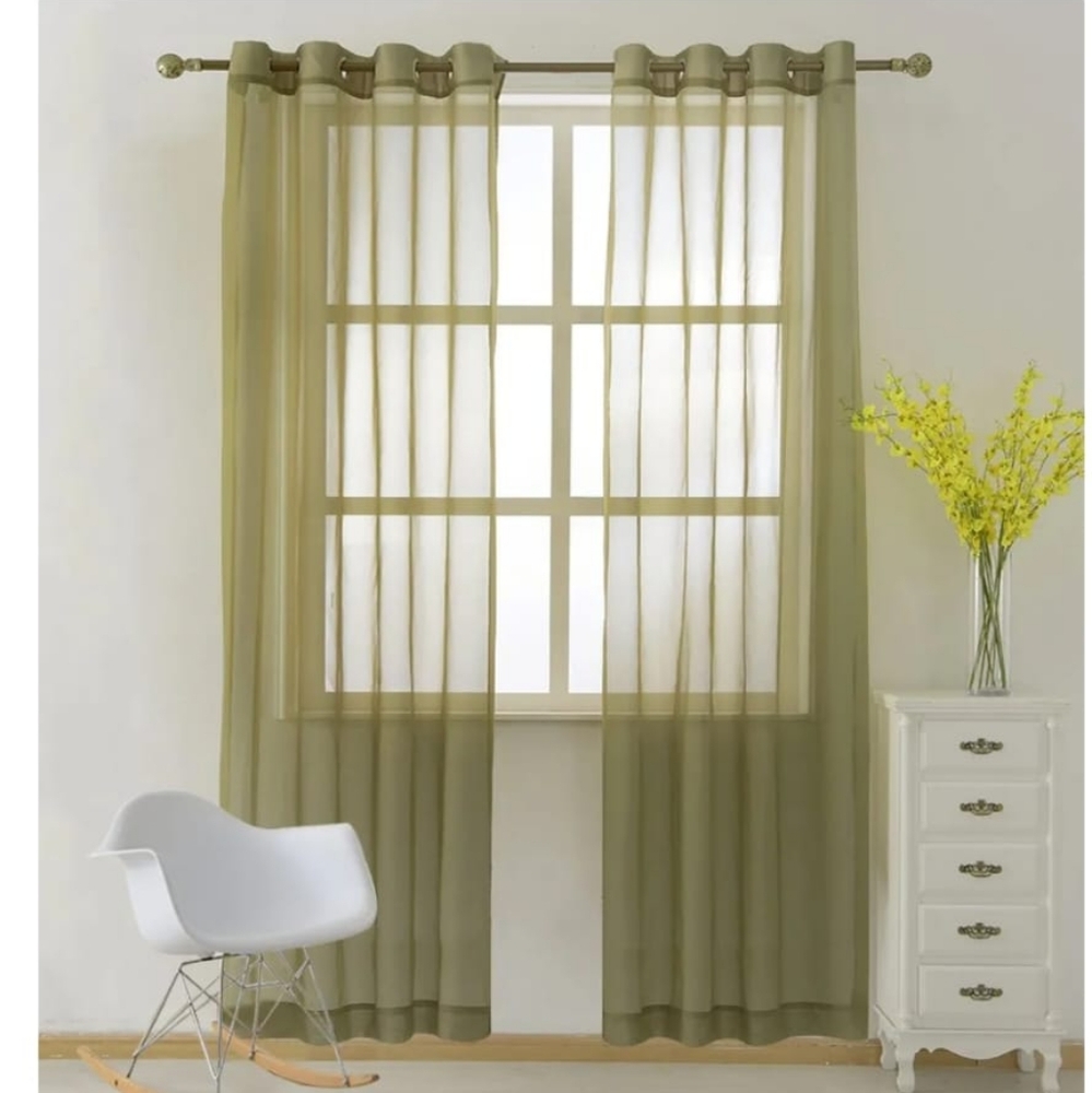 Elegant Olive Green Sheer Curtains